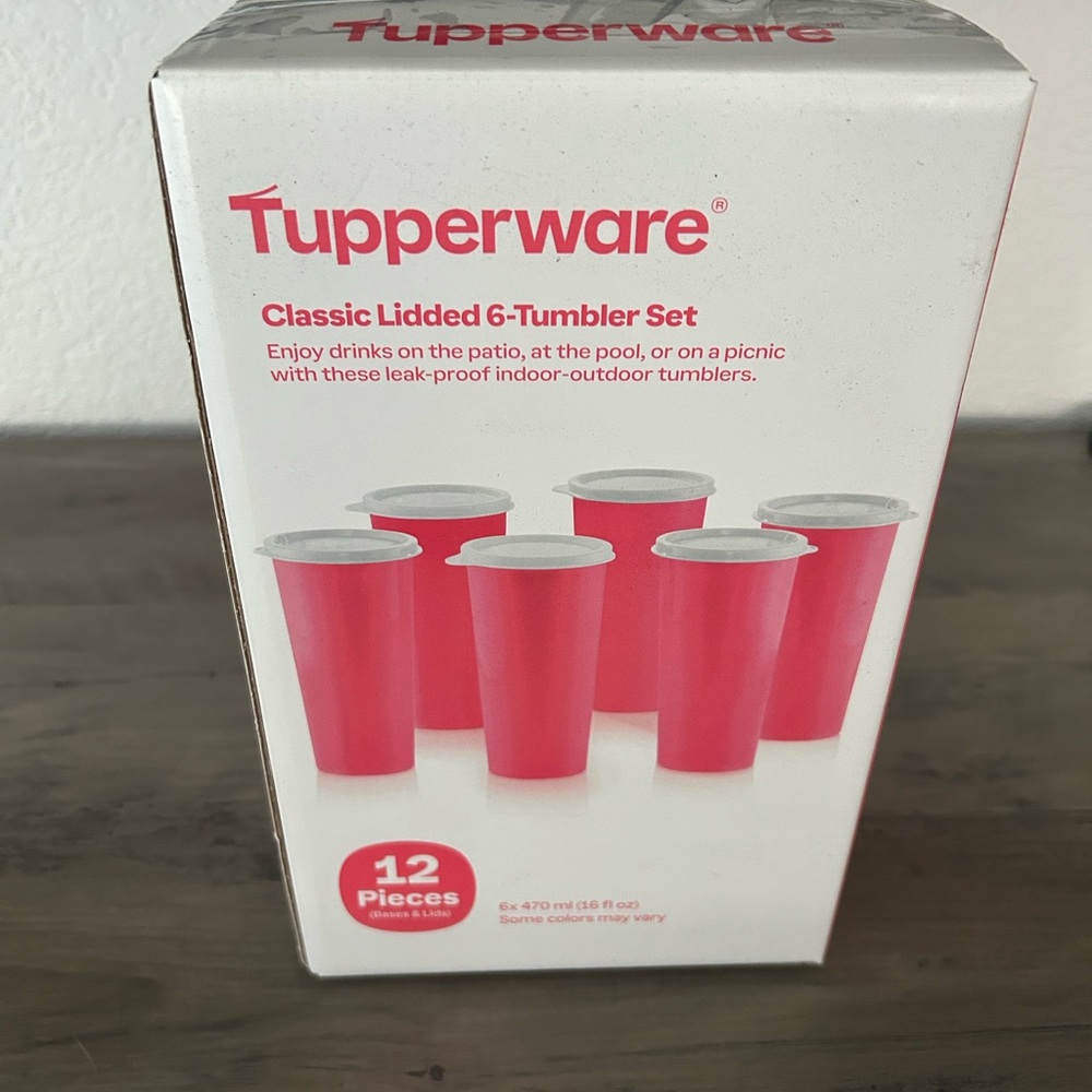 Tupperware Classic Lidded 6-Tumbler Set - Pink